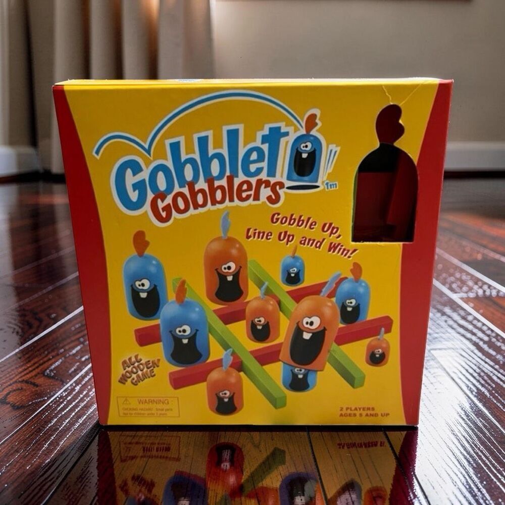 2008 All Wooden Blue Orange Gobblet Gobblers Board Game Standard COMPLETE